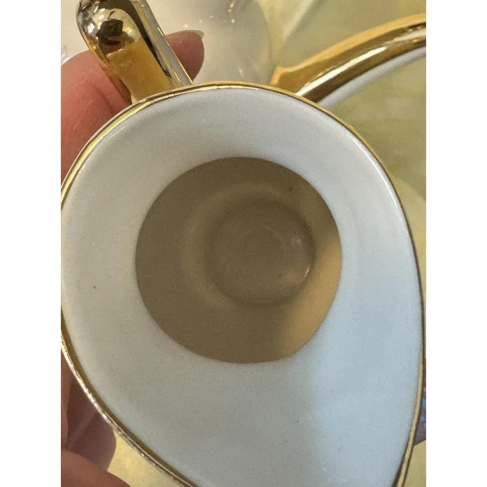 Antique Bavaria Germany Porcelain Coffee Chocolate Scenic Gold Trim 3 Pc 1920s